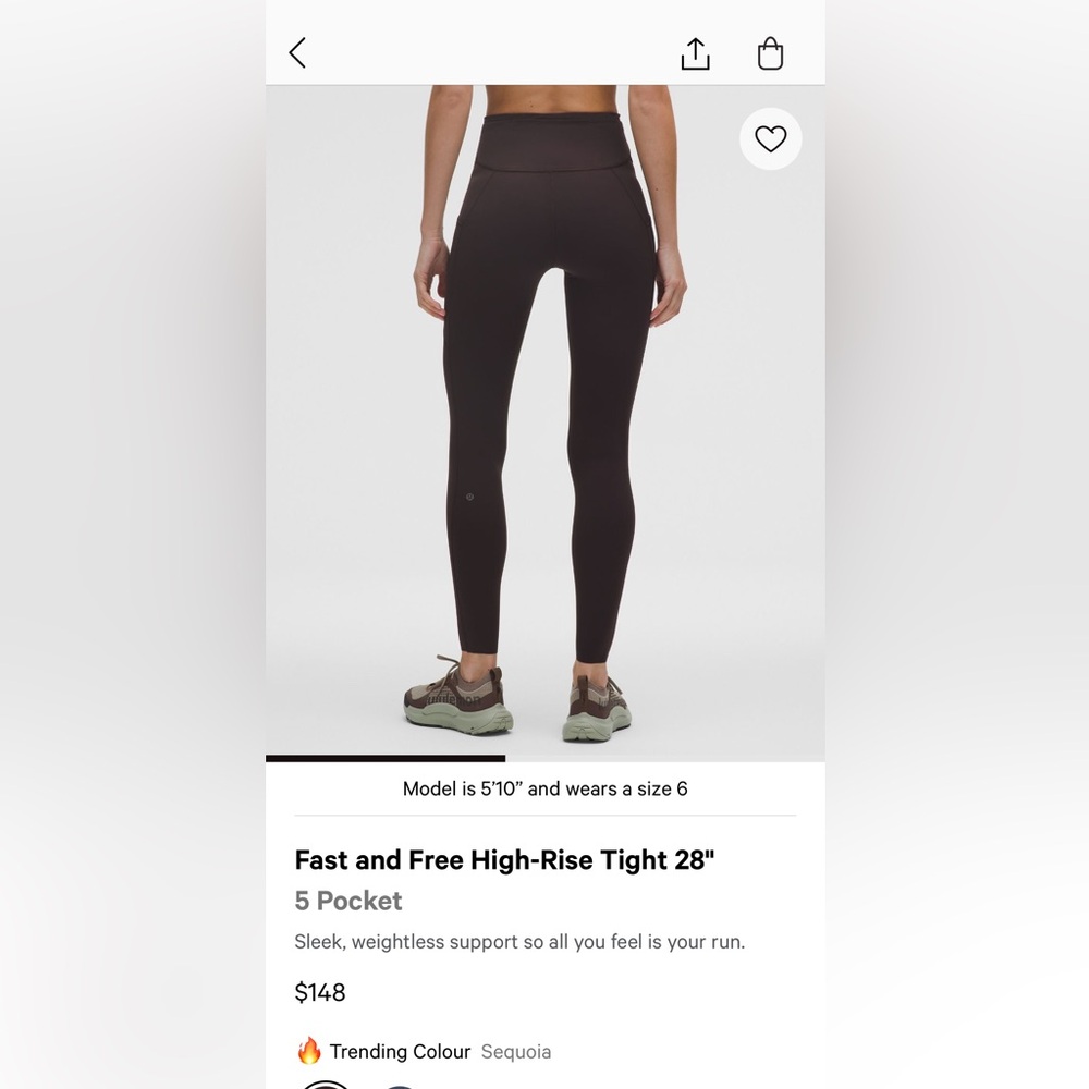 Lululemon Fast and Free 28” tights SZ 8